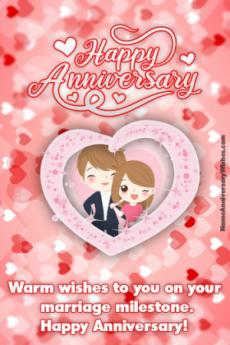 Anniversary Beautiful Hearts Quote Wish Card With Photo Edit Online and Share
