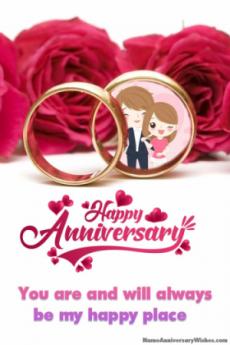 Anniversary Beautiful Rings Quote Wish Card With Photo and Share