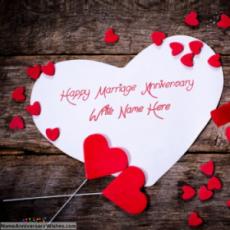 Heart Marriage Anniversary Card With Name