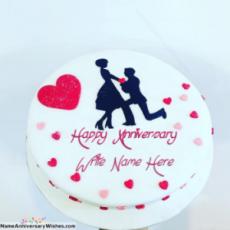 Romantic Couple Happy Anniversary Cakes With Name