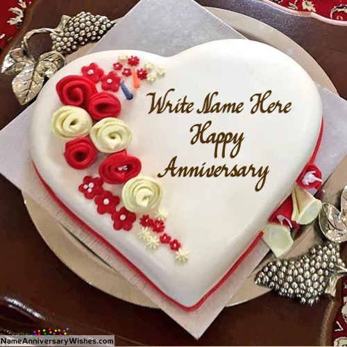 Classy Anniversary Cakes With Name and Photo