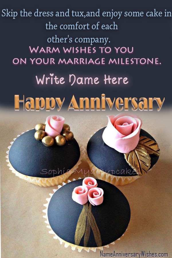 Write Name On Happy Anniversary Cakes And Cards