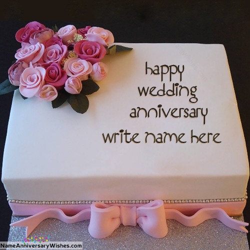 Wedding Anniversary Cake With Name And Photo Edit